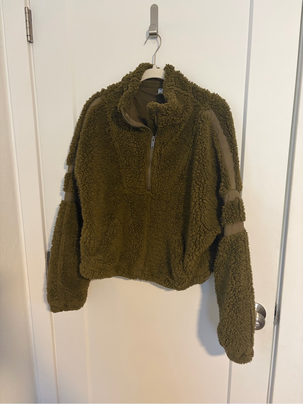 FP Movement Olive Green Sherpa Half-Zip Pullover